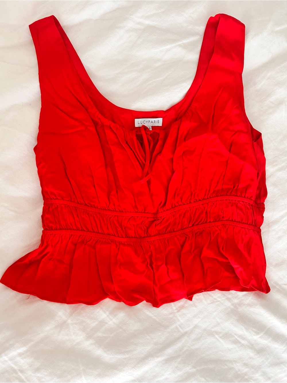 Lucy Paris Bright Red Peplum Crop Tank